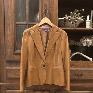 Ralph Lauren Collection Brown Leather Blazer
